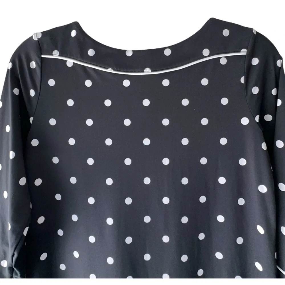 LANDS’ END | NWOT BLACK & WHITE POLK DOT 3/4 SLEEVE  SHEATH DRESS UPF 50 | XS_7